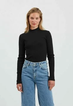 Minimum Femme T Shirt à Manches Longues Black